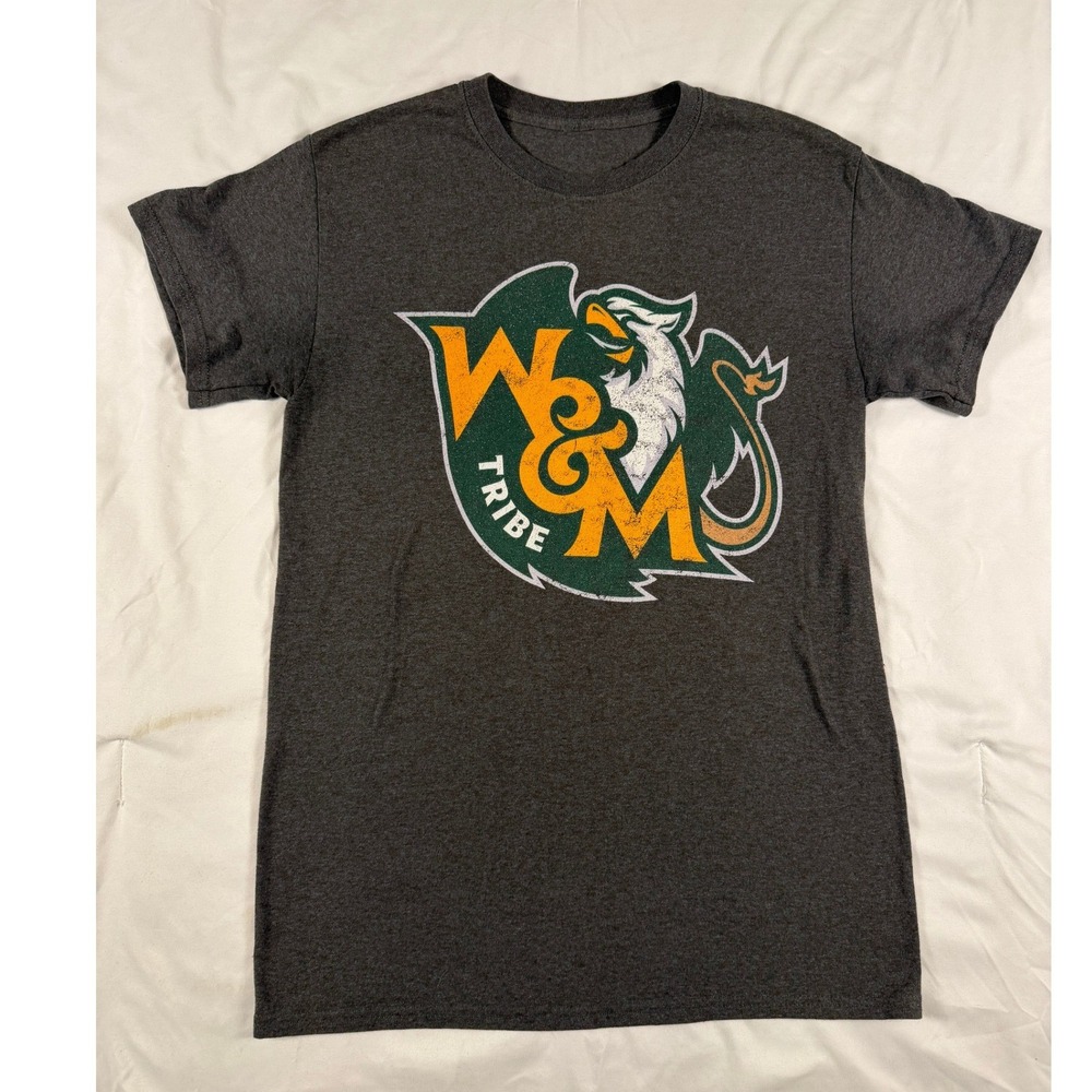 William & Mary Tribe T-Shirt Charcoal Heather Grey Griffin Graphic Tee Mens S